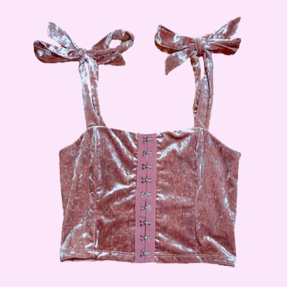 F21 Crushed Velvet Corset Top